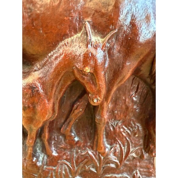 Vintage 60's Syroco Pressed Wood Equestrian Horse & Colt Bookends - Picture 4 of 11